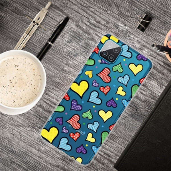 Deco Samsung Galaxy A12 5G etui - hjerter Multicolor