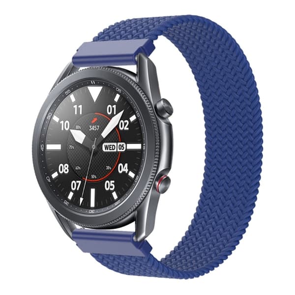 Samsung Galaxy Watch 3 (45 mm) elastisk nylon-urrem - Havblå Størrelse: Xs Blue