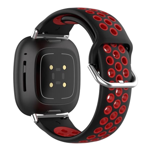 Fitbit Sense 2 / Versa 4 tofarget klokkerem i silikon - Svart / Rød Red