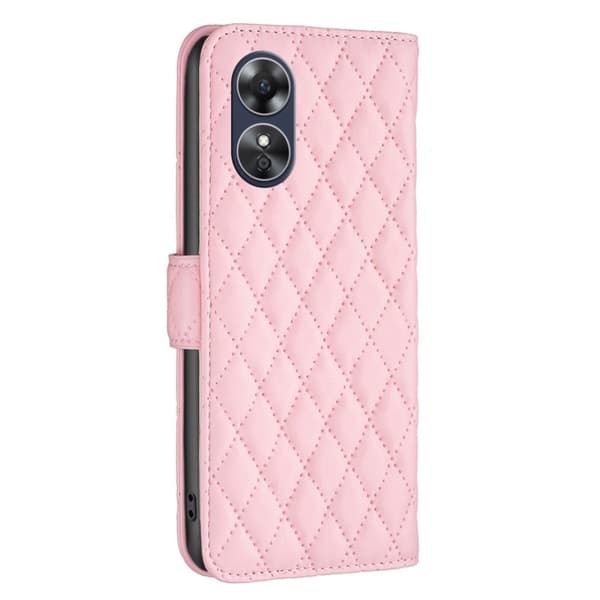 Matt Oppo A17 fodral med rombmönster - Rosa Rosa