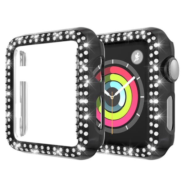 Apple Watch Series 3/2/1 42mm dual-row Rhinsten Ramme - Sort Black
