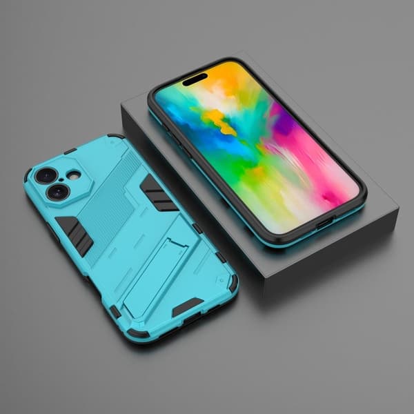 Støtsikkert hybriddeksel med et moderne preg for iPhone 16 - Blå Blue