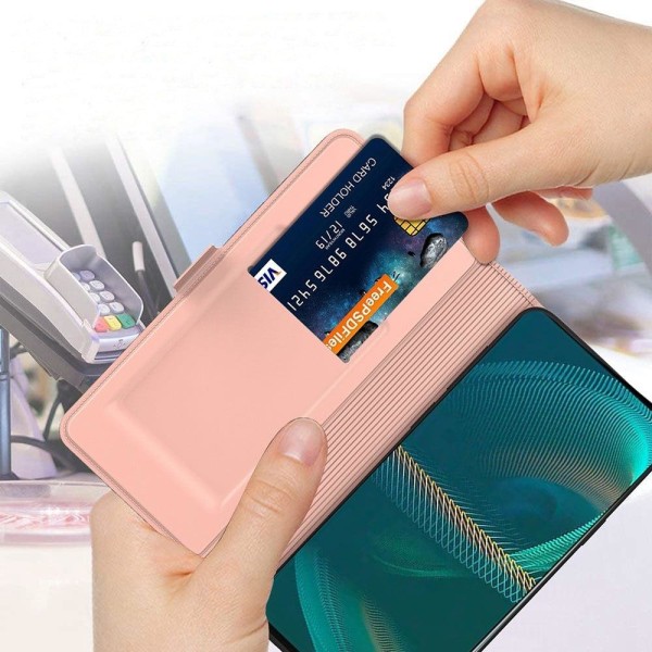 Glat og tyndt premium Sony Xperia 5 II læderetui - Rødguld Pink