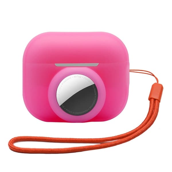 AirPods Pro 2 / AirTags silikonfodral med rem - Noctilucent Rosa Rosa