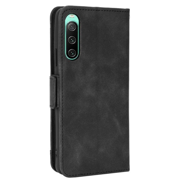 Modern-styled leather wallet case for Sony Xperia 10 IV - Black Black