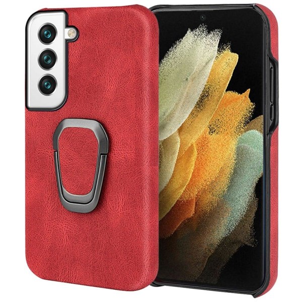 Stødsikkert lædercover med oval kickstand til Samsung Galaxy S22 - Rød Red