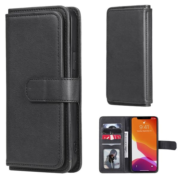 10-slot Lompakko Suojakotelo For iPhone 13 Pro Max - Musta Black