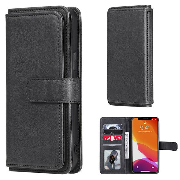 iPhone 13 Pro Max etui med pung & 10 kortpladser – Sort Black