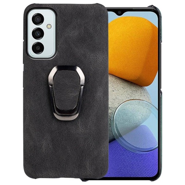 Stødsikkert lædercover med oval kickstand til Samsung Galaxy M23 - Sort Black