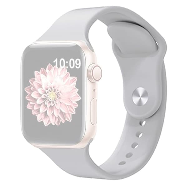 KALEBOL Apple Watch Series 41mm / 40mm / 38mm silikone urrem, str: S / M - Lysegrå Silver grey