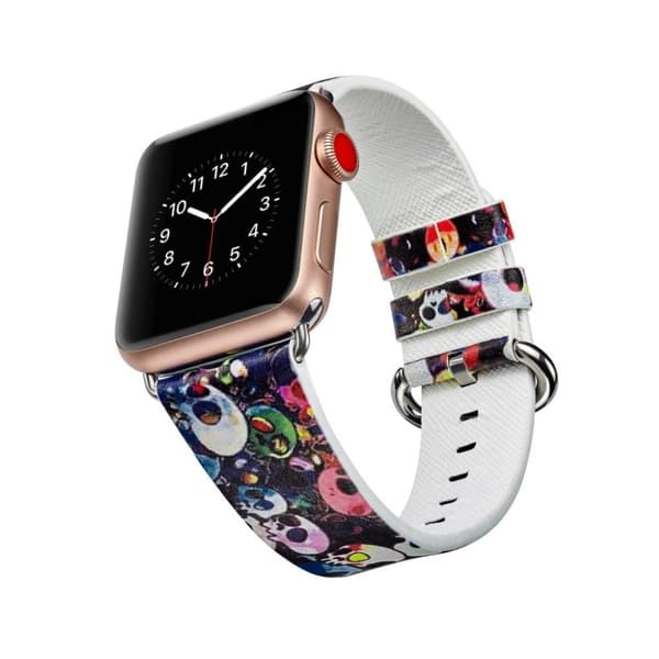 Apple Watch Series 4 40mm utbytbart klock armband av mönstrat äkta läder - Modell N multifärg
