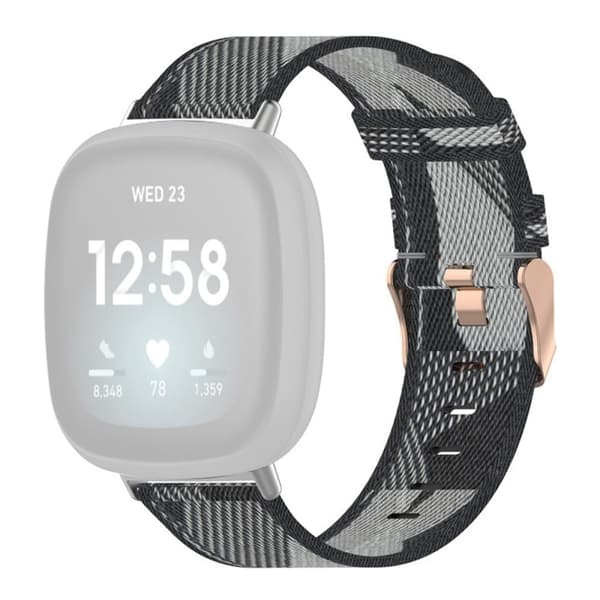 Fitbit Sense 2 / Versa 4 nylon-urrem - Grå Stribe Silver grey
