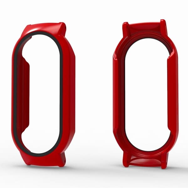 Xiaomi Smart Band 8 / Smart Band 8 NFC Hard Bump Resistant Case with Tempered Glass Screen Protector - Red Röd