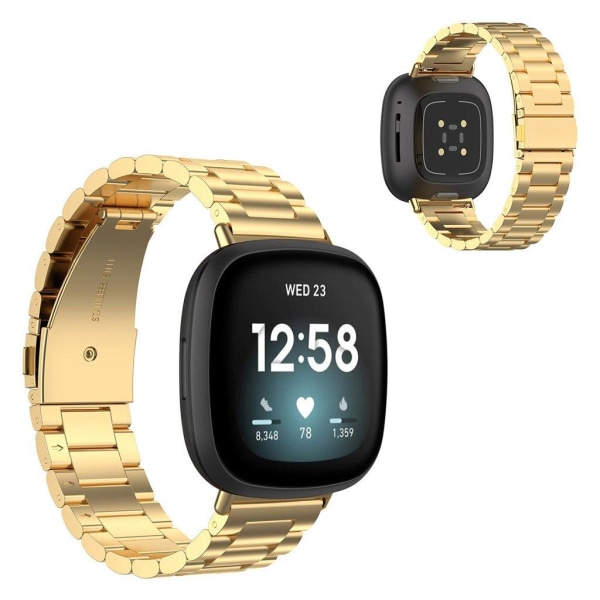 Fitbit Sense / Versa 3 ruostumattomasta teräksestä valmistettu ranneke - Kulta Gold