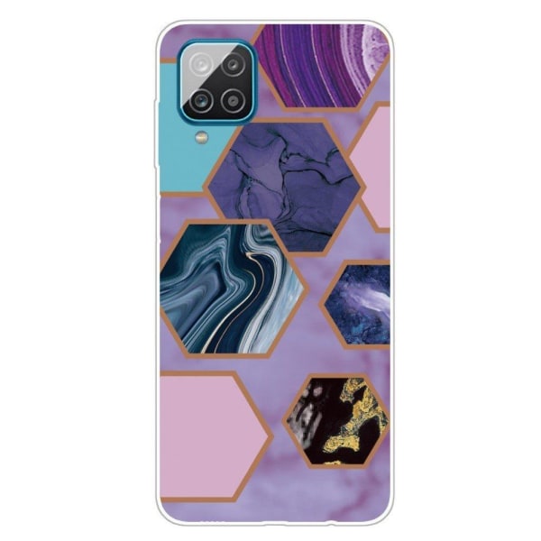 Marble design Samsung Galaxy A42 5G kotelot - Kuusikulmioita Violetti Tausta Purple