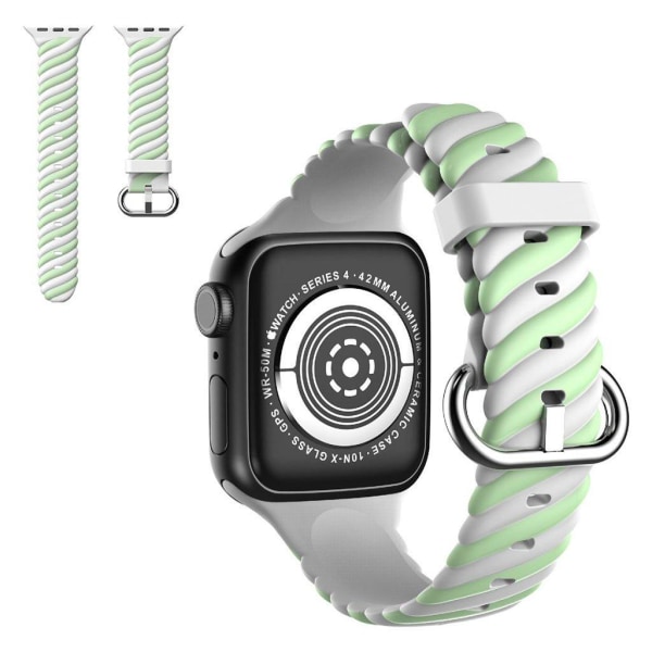 Apple Watch 42mm - 44mm ainutlaatuinen väri twist silikoni ranneke - Vihreä / Valkoinen Green