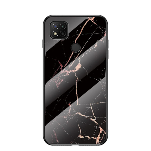 Fantasy Marble Xiaomi Redmi 9C Cover - Gold sort marmor Black