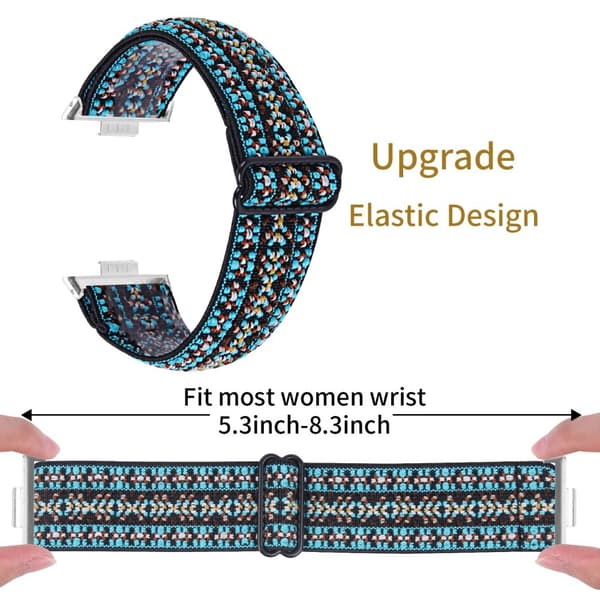 Huawei Watch Fit 3 Nylon Watch Strap Pattern Print Adjustable Elastic Wrist Band - 4# Blue