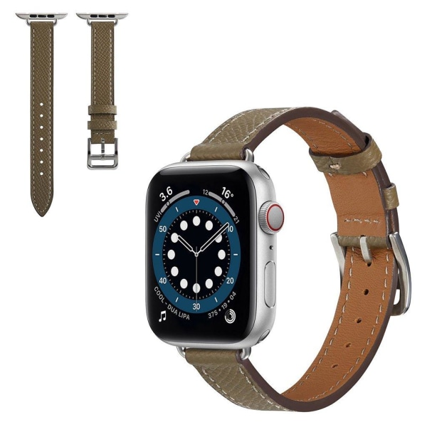 Klockarmband i läder med korsstruktur för Apple Watch 42mm - 44mm - Grön Grön