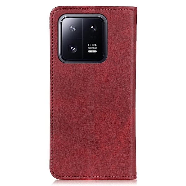 Lompakko-style Aitoa Nahkaa Läppäkotelo For Xiaomi 13 - Punainen Red