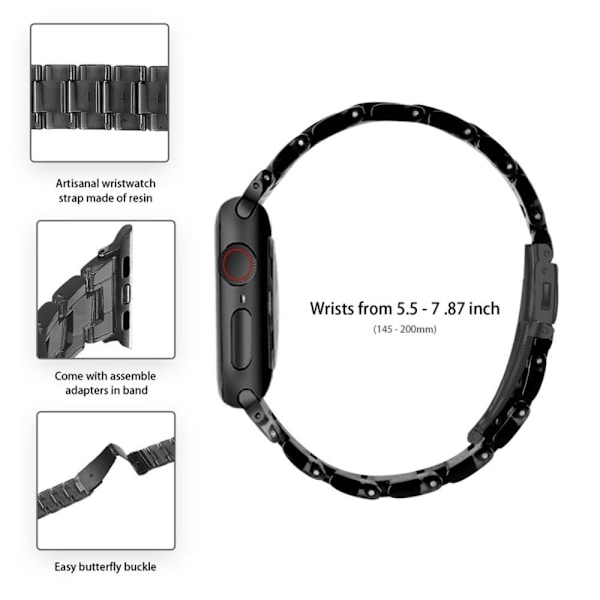 Apple Watch SE 2022 (40 mm) urrem med 3 perler i resin med klart cover - Gennemsigtig Sort Black