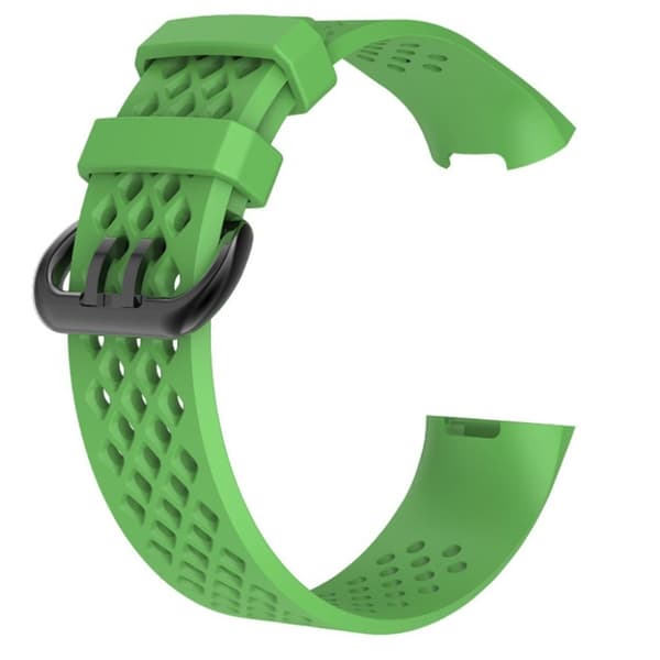 Fitbit Charge 3 ihåligt utbytbart klockarmand av mjukt silkonplast med klassiskt lås - Grön Grön
