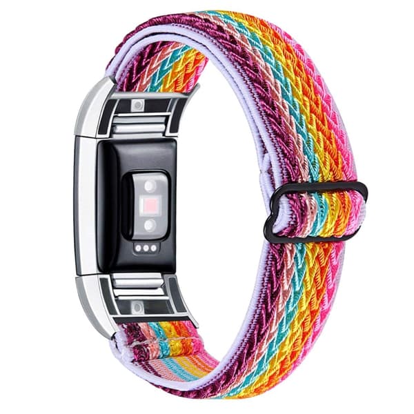 Fitbit Charge 2 elastisk klokkerem i nylon - Regnbue Multicolor