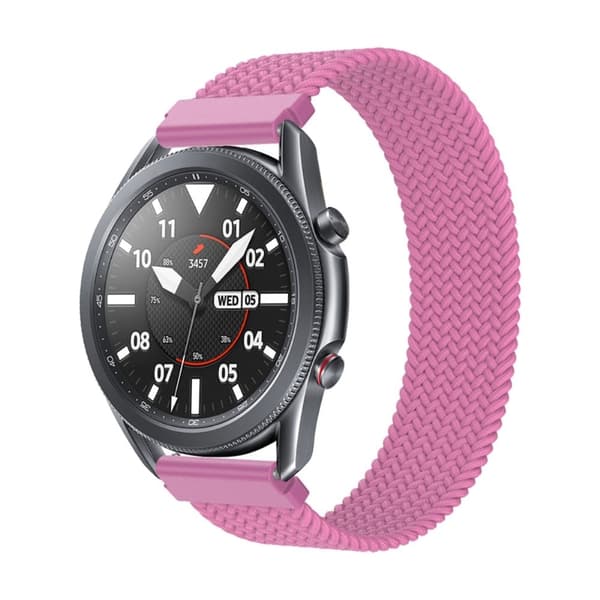 Samsung Galaxy Watch 3 (45 mm) elastisk nylon-urrem - Lyserød Lilla Størrelse: M Pink