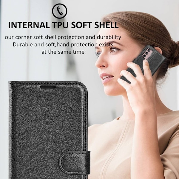 Klassisk Motorola Moto G42 Flip Etui - Sort Black