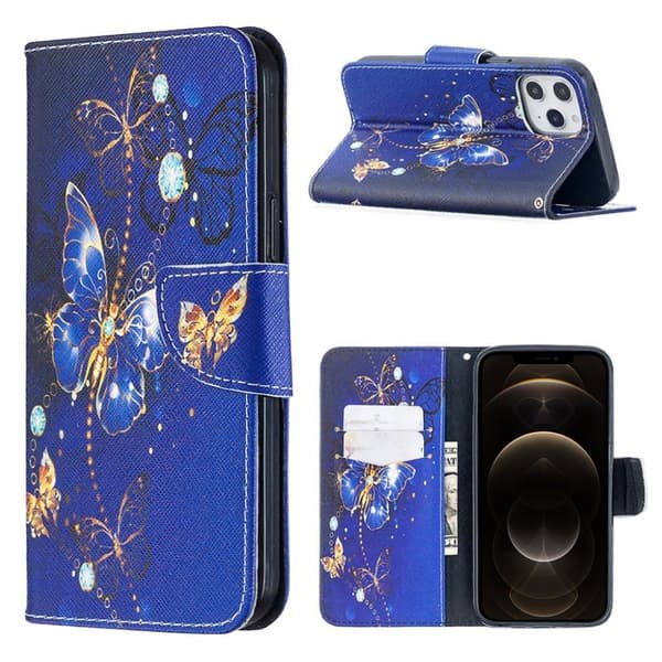 Wonderland iPhone 12 Pro Max flip etui - Sommerfuglemønster Blue
