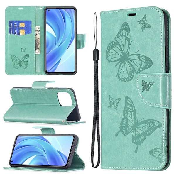 Butterfly Xiaomi 11 Lite 5g Ne / Mi 11 Lite 5g / 11 Lite Läppäkotelo - Vihreä Green