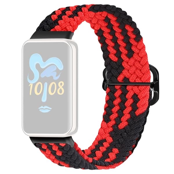 Honor Band 9 Flettet urrem Justerbar Nylon Stretchy Sport Replacement Strap - Rød + Sort Red