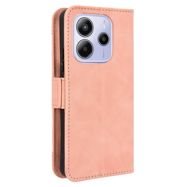 Moderne Xiaomi Redmi Note 14 5G læderetui med pung - Lyserød Pink