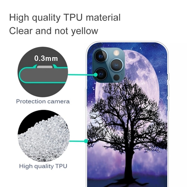 Blødt, fleksibelt telefon cover til iPhone 14 Pro 6,1 tommer, mønstertryk IMD Slim Light Phone Case - Lilla Purple