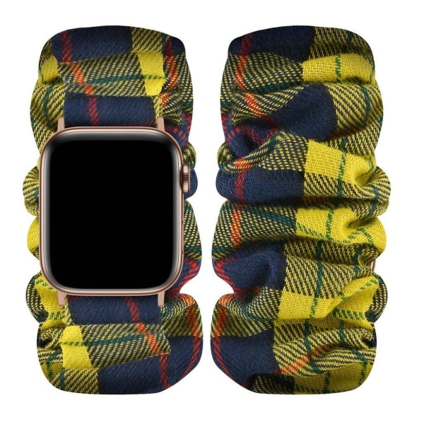 Apple Watch 40mm elastinen hiusnauha - Keltainen / Musta Risti Ruutu / Koko: L Yellow