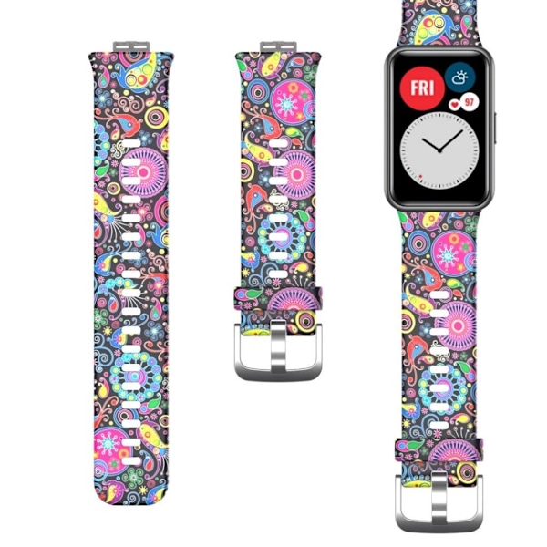Huawei Watch Fit patterned silicone watch band - Peacock multifärg