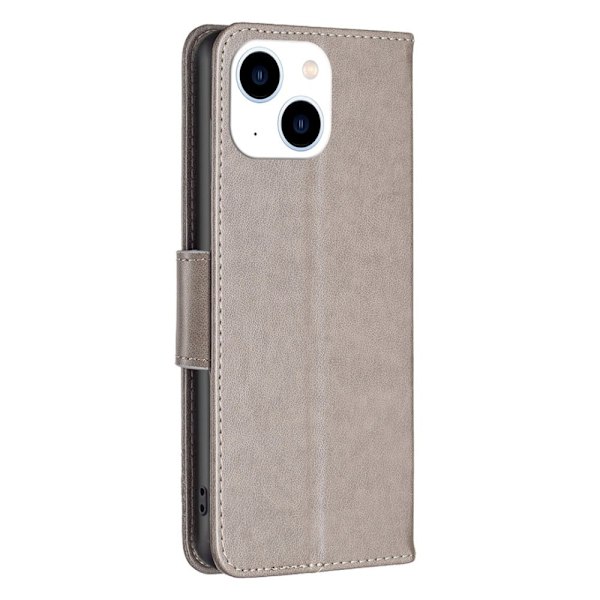 Butterfly läder iPhone 14 fodral - Silver/Grå Silvergrå