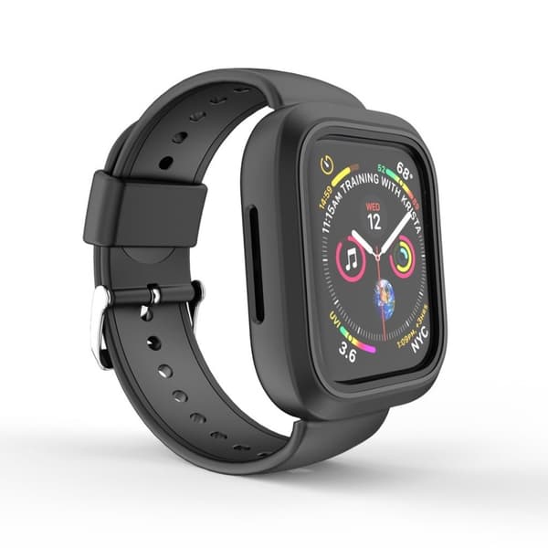 Apple Watch 42mm tofarvet silikone Urrem - Helt Sort Black