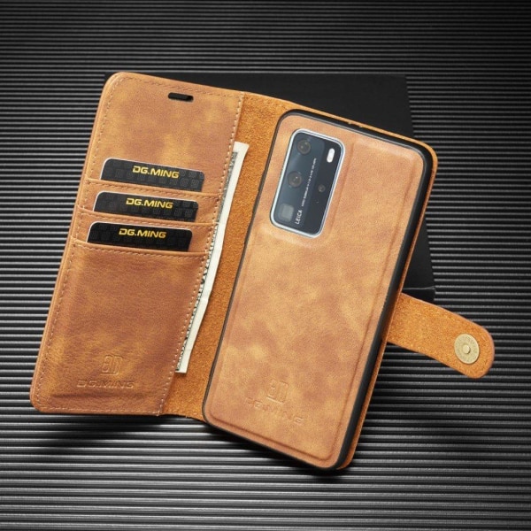 DG.MING Huawei P40 Pro 2-in1 Wallet kotelot - Ruskea Brown