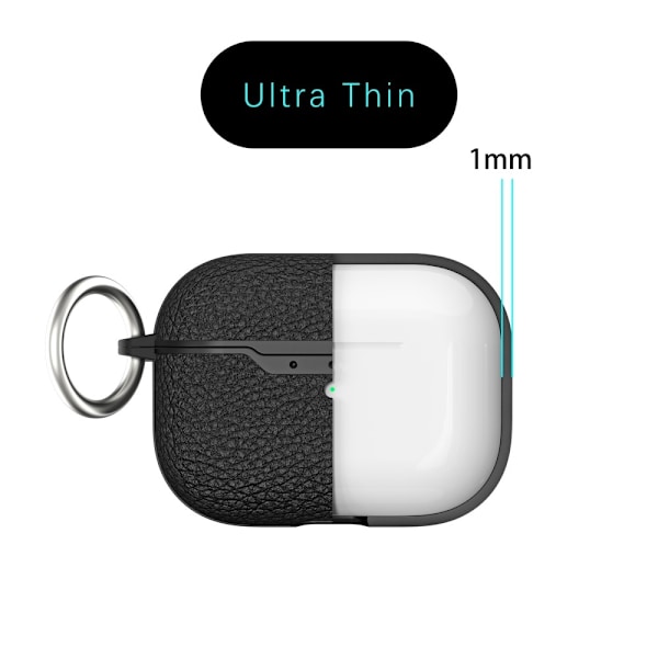 AirPods Pro 2 litchi texturfodral med spänne - Blå Blå