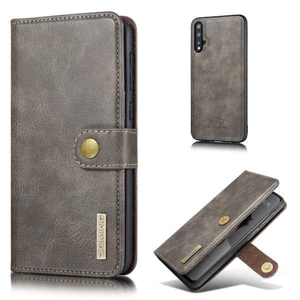DG.MING Huawei Nova 5 2-in1 Wallet kotelot - Harmaa Silver grey