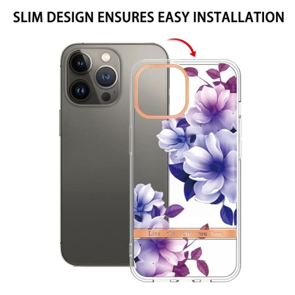 Erittäin ohut ja kestävä pehmeä kansi iPhone 14 Pro Max -puhelimelle - Violetti Begonia Purple