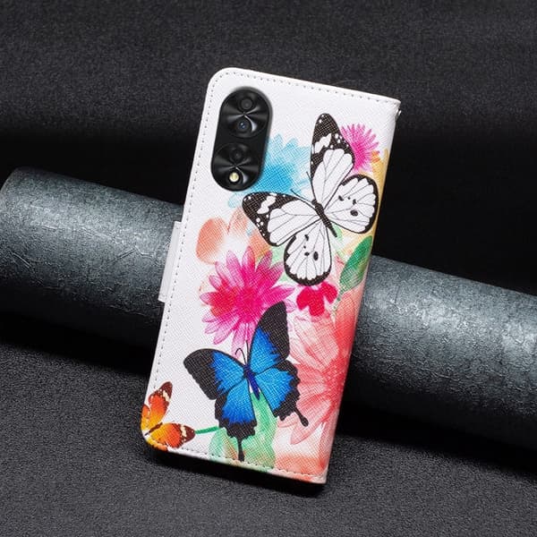 TCL 40 Nxtpaper 4G Case Wallet Stand Pattern Printing Vegan Leather Flip Cover - Two Butterflies Multicolor