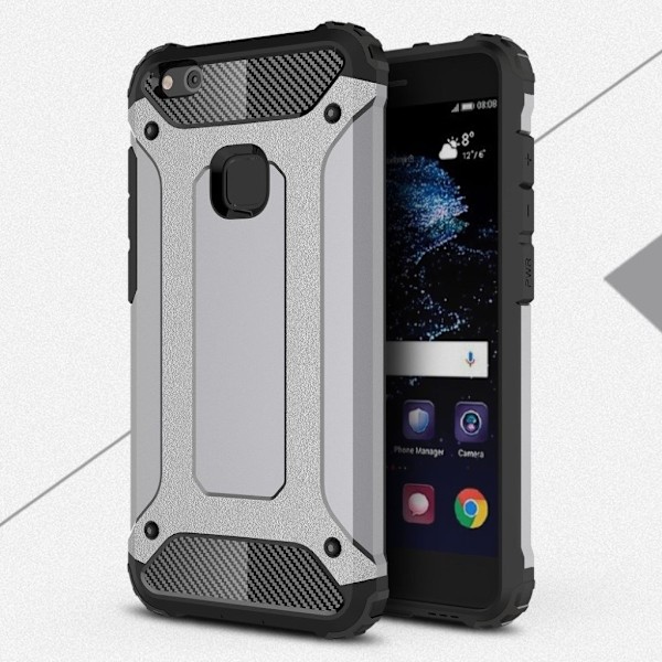 Huawei P10 Lite robust og flot hybridcover - Grå Silver grey