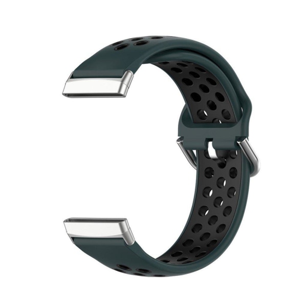 Fitbit Sense / Versa to-tonet silikone rem - Olive grøn / sort Green