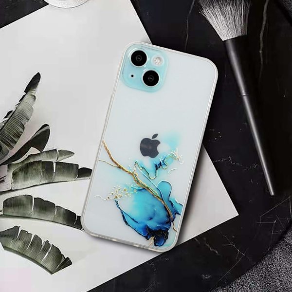 Marmormotiv iPhone 15 Plus skal - Blå Blå