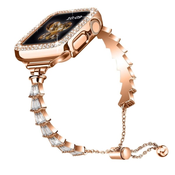 Apple Watch Series 8 (45mm) / Watch Ultra elegant urrem med rhin Pink