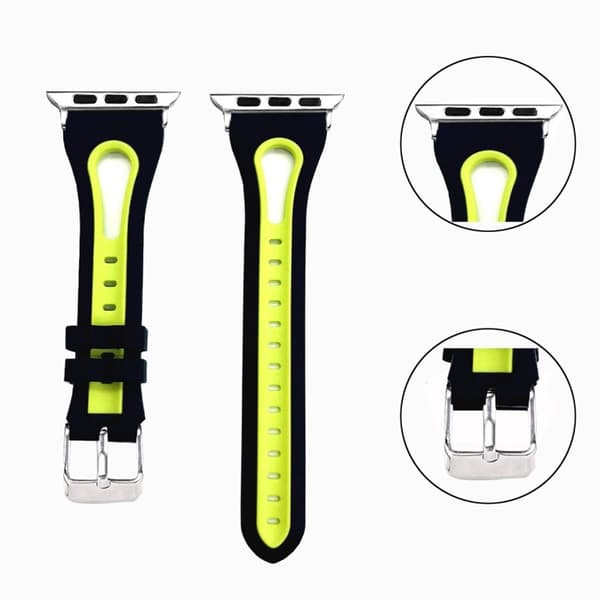 Apple Watch Series 4 44mm erstatnings urrem i silikone med flere farver - Sort/Gul Multicolor