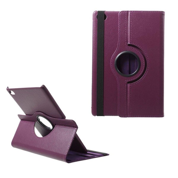 Huawei MediaPad M5 Lite 360-graders litchi læderetui - Lilla Purple