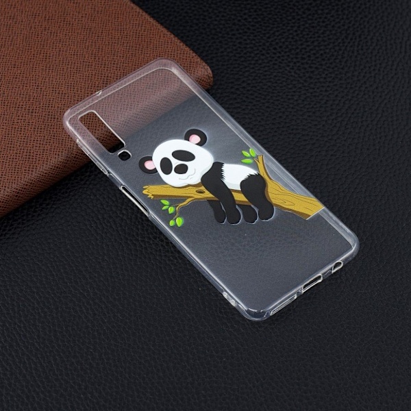 Samsung Galaxy A7 (2018) beskyttelsesetui i silikone med printet mønster - Panda kravler i træ Multicolor